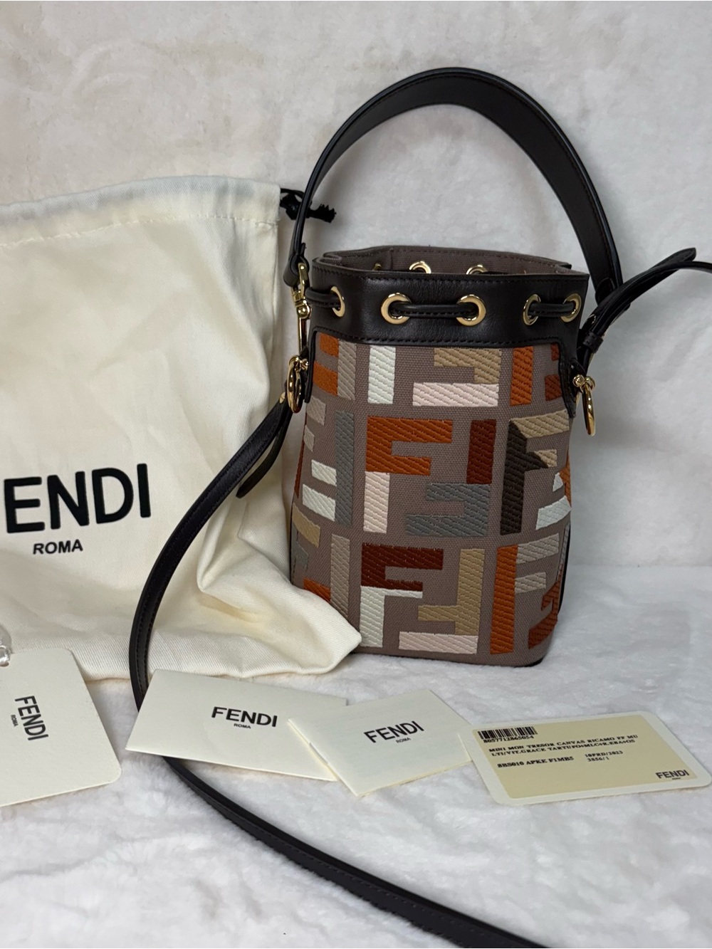Fendi Brown Multi-Tone Mini Bucket Bag